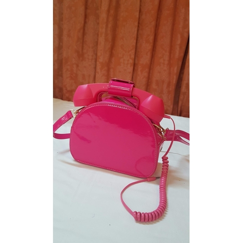176 - Retro 'Hot Pink' Telephone Bag, Rotary Telephone Purse Crossbody with Speaker in Receiver.