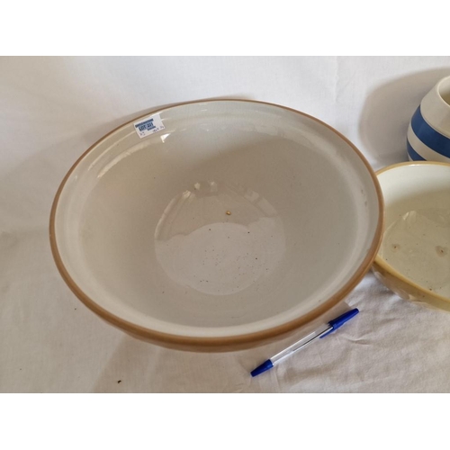 231 - 2 x Vintage English China Mixing Bowls, Together with 'Cornish Kitchenware' Blue & White Striped Jug... 
