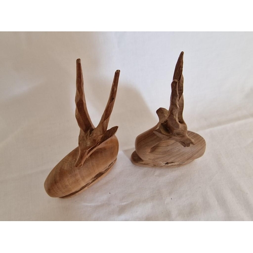 233 - 2 x Hand Carved Teak Wood African Gazelle Figures, Circa 1960's, (Approx. H: 21cm), (2)