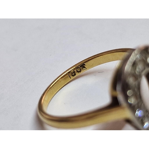 108 - 18ct Gold Ring with White Gold Horse Shoe Face Set with 11 x Graduating Diamonds, (Approx. Size: K, ... 