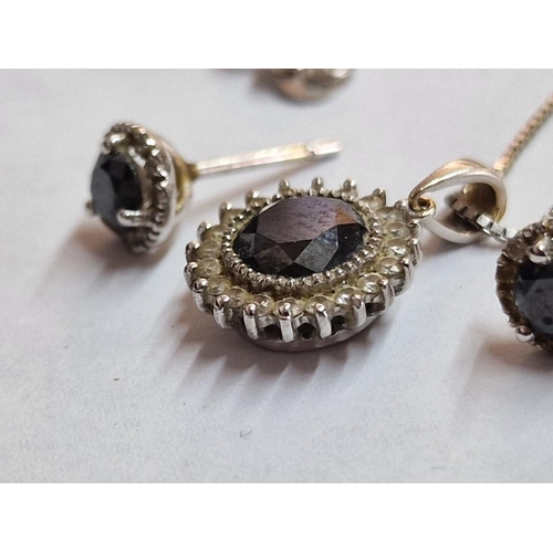 138 - 18ct Gold Pendant with Centre Round Cut Blue Stone and 20 x Surrounding Clear Stones, on 18ct White ... 