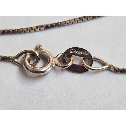 138 - 18ct Gold Pendant with Centre Round Cut Blue Stone and 20 x Surrounding Clear Stones, on 18ct White ... 