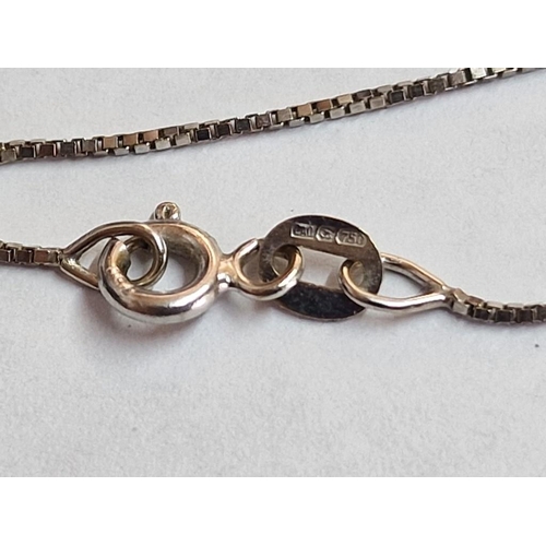 138 - 18ct Gold Pendant with Centre Round Cut Blue Stone and 20 x Surrounding Clear Stones, on 18ct White ... 