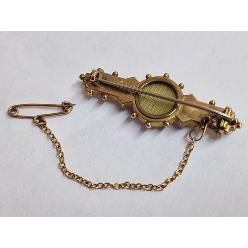 139 - Victorian 9ct Gold Mourning Broach with Ruby, and Circular Panel on the Reverse, with a Safety Chain... 