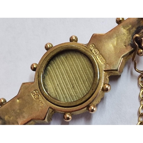 139 - Victorian 9ct Gold Mourning Broach with Ruby, and Circular Panel on the Reverse, with a Safety Chain... 