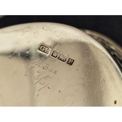 33 - Antique Sterling Silver Oval Shape Pierced Bowl with Decorative Floral Design, Sheffield, Circa 1907... 