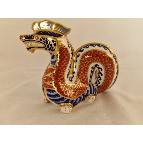 121 - Royal Crown Derby Dragon, Collectable English Bone China Paperweight