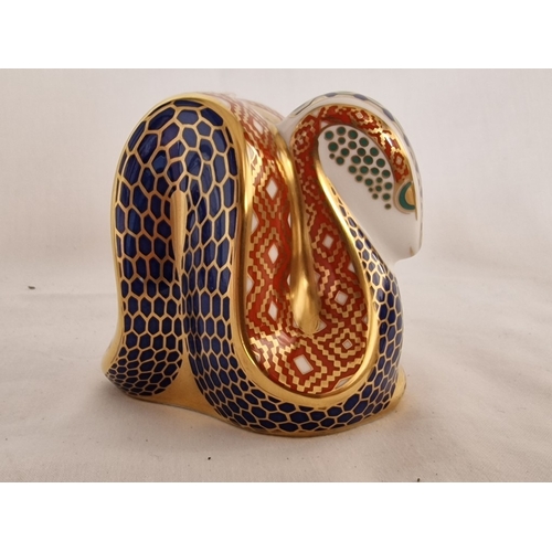 122 - Royal Crown Derby Snake, Collectable English Bone China Paperweight