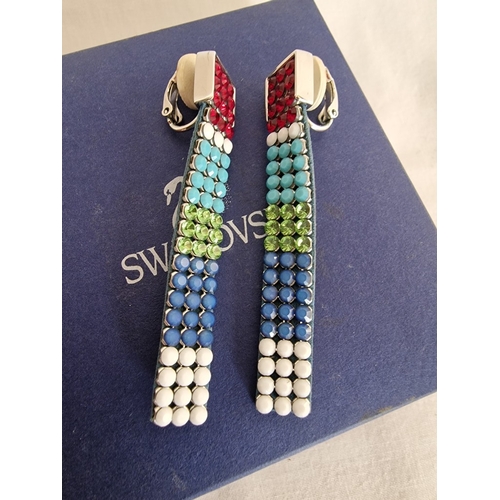 141 - Swarovski Set; Multi-Colour Crystal & Leather Matching Choker Necklace, Bracelet and Earrings, * Loo... 