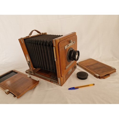 62 - Antique 'FKD' 13x18 Large Format Plate Accordion Camera, Made in the Soviet Union; Solid Wood Foldin... 
