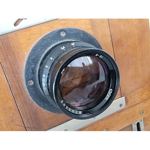 62 - Antique 'FKD' 13x18 Large Format Plate Accordion Camera, Made in the Soviet Union; Solid Wood Foldin... 