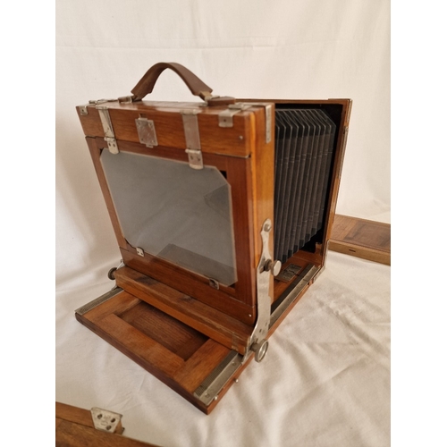 62 - Antique 'FKD' 13x18 Large Format Plate Accordion Camera, Made in the Soviet Union; Solid Wood Foldin... 