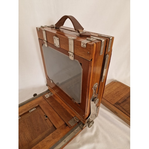 62 - Antique 'FKD' 13x18 Large Format Plate Accordion Camera, Made in the Soviet Union; Solid Wood Foldin... 