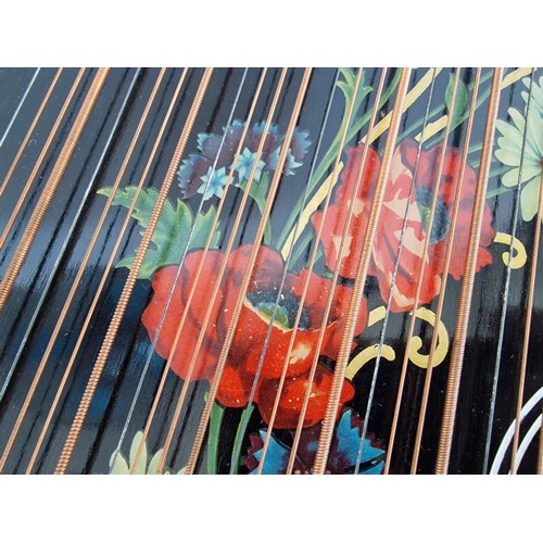 61 - Vintage 'Jubel Tone' Zither (Musical Instrument), Made in GDR, Circa 1973, with Hand Painted Floral ... 
