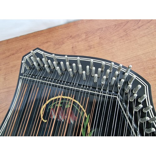61 - Vintage 'Jubel Tone' Zither (Musical Instrument), Made in GDR, Circa 1973, with Hand Painted Floral ... 