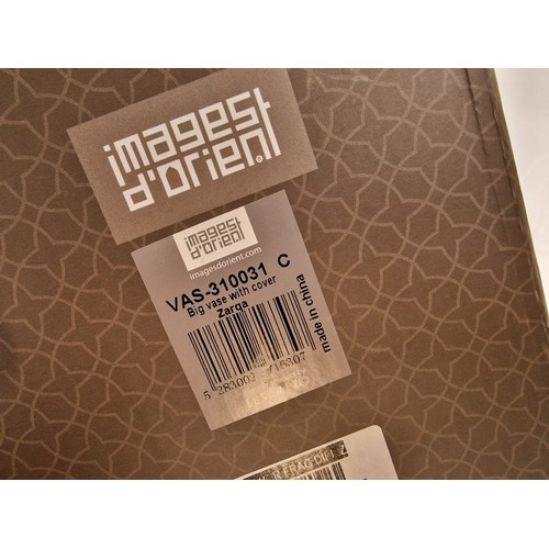 124 - Images D'Orient Large 'Zarqa' Vase, with Bold / Vibrant Repeating Evil Eye Pattern and Occasional Di... 