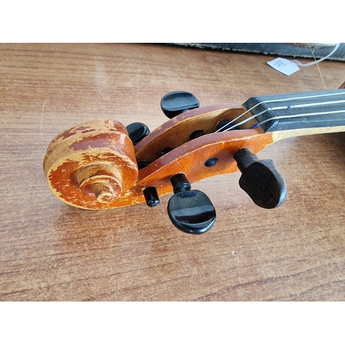 63 - Vintage Violin, Russian / Soviet Era, with Bow and Hard Carry Case, (Approx. L: 60cm, a/f)