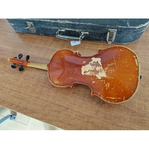 63 - Vintage Violin, Russian / Soviet Era, with Bow and Hard Carry Case, (Approx. L: 60cm, a/f)