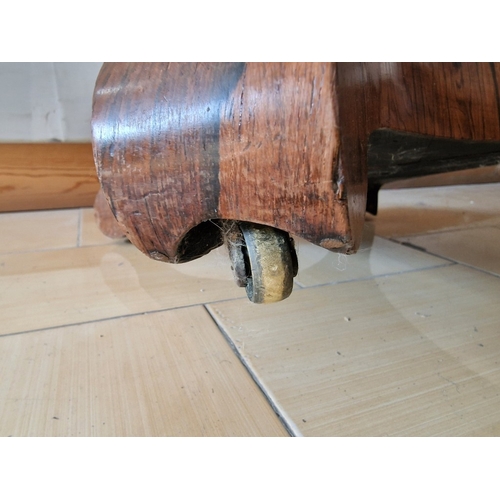 65 - Excellent Antique Rosewood Work Table, Circa 19th Century, Drop Leaf Table with 4-Cluster Column Ped... 