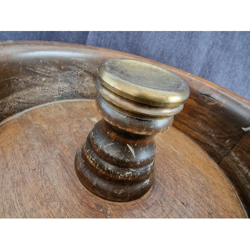 66 - Large / Heavy Vintage Solid Wood Nutcracker Bowl and Hammer Set, with Reinforced Brass Caps, (Approx... 