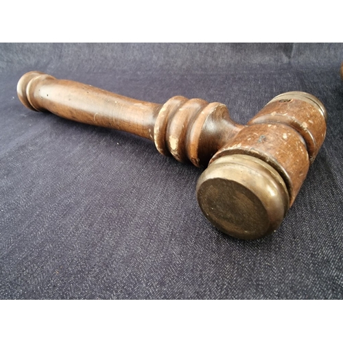 66 - Large / Heavy Vintage Solid Wood Nutcracker Bowl and Hammer Set, with Reinforced Brass Caps, (Approx... 