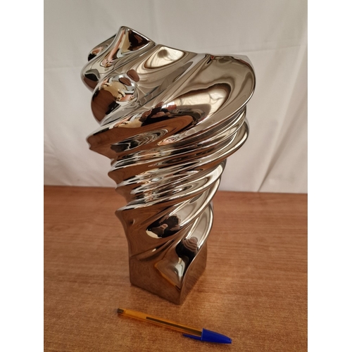92 - Rosenthal Studio Line, 'Squall' Vase, Abstract Shape, Silver Colour, Made in Germany, (Approx. H: 35... 