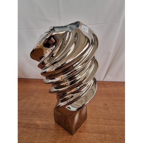 92 - Rosenthal Studio Line, 'Squall' Vase, Abstract Shape, Silver Colour, Made in Germany, (Approx. H: 35... 