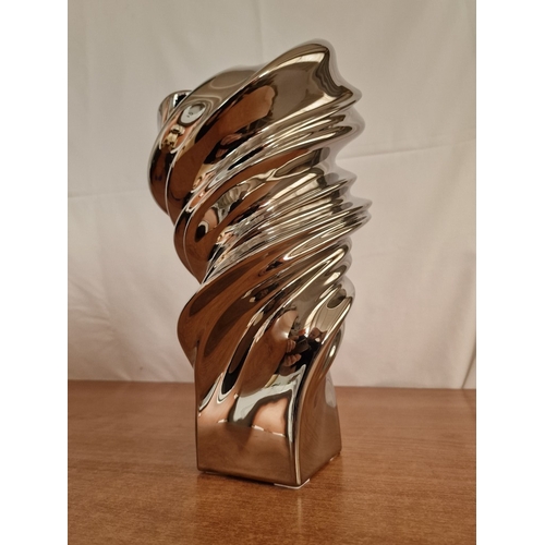 92 - Rosenthal Studio Line, 'Squall' Vase, Abstract Shape, Silver Colour, Made in Germany, (Approx. H: 35... 