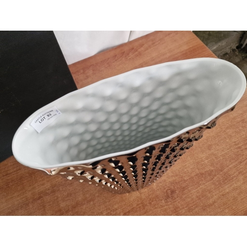 93 - Rosenthal Studio Line, 'Vibrations' Vase, Oval Shape, Silver Colour with White Interior, with Origin... 