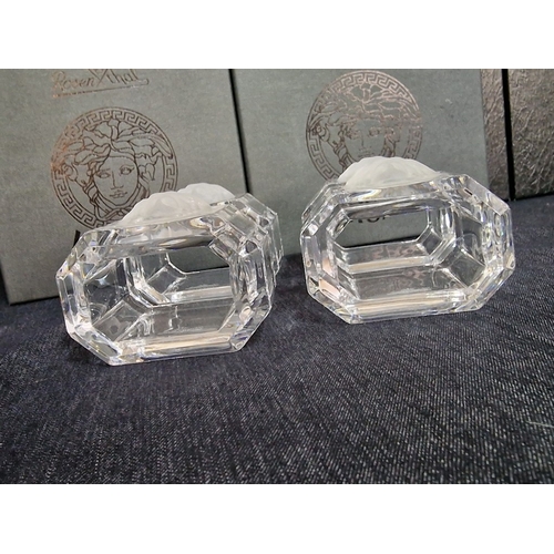 155 - Set of 4 x Rosenthal VERSACE 'Treasury' Medusa Crystal Napkin Rings, Unused in Original Boxes, (Ref:... 