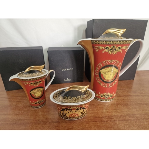 77 - Rosenthal VERSACE 'Ikarus Medusa' Coffee Pot, Lidded Sugar Bowl and Creamer / Milk Jug, with Origina... 