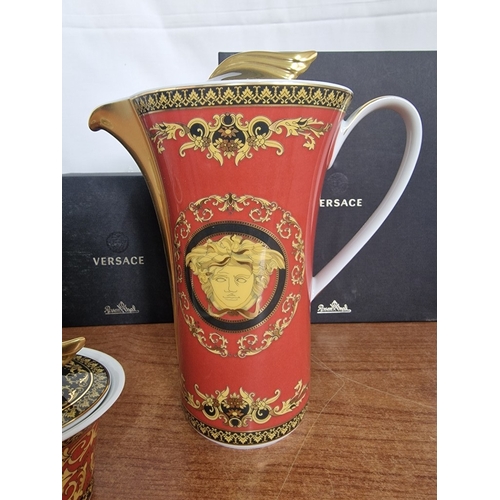 77 - Rosenthal VERSACE 'Ikarus Medusa' Coffee Pot, Lidded Sugar Bowl and Creamer / Milk Jug, with Origina... 