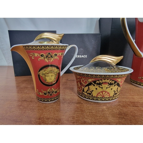 77 - Rosenthal VERSACE 'Ikarus Medusa' Coffee Pot, Lidded Sugar Bowl and Creamer / Milk Jug, with Origina... 