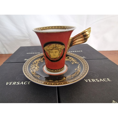 78 - 4 x Rosenthal VERSACE 'Ikarus Medusa' Coffee Cups & Saucers, (Ref: 14740) in Original Boxes, (4)