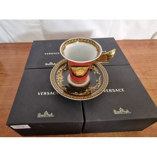 78 - 4 x Rosenthal VERSACE 'Ikarus Medusa' Coffee Cups & Saucers, (Ref: 14740) in Original Boxes, (4)