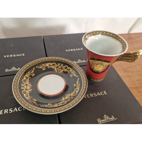 78 - 4 x Rosenthal VERSACE 'Ikarus Medusa' Coffee Cups & Saucers, (Ref: 14740) in Original Boxes, (4)