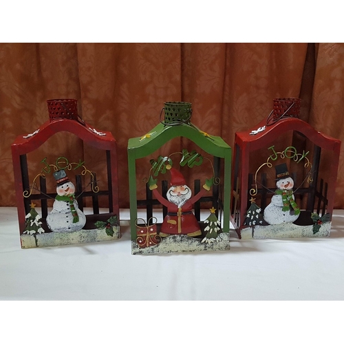 101 - Metal Christmas Art; 3x Lanterns and 4x Candle Snuffers. (7)
