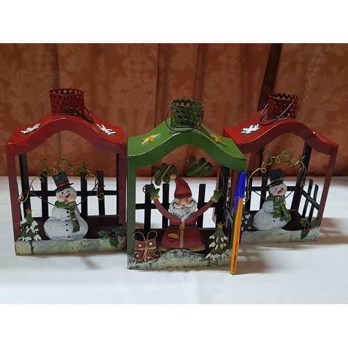 101 - Metal Christmas Art; 3x Lanterns and 4x Candle Snuffers. (7)