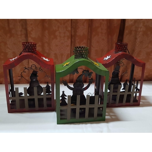 101 - Metal Christmas Art; 3x Lanterns and 4x Candle Snuffers. (7)