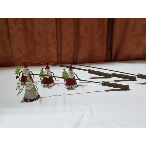 101 - Metal Christmas Art; 3x Lanterns and 4x Candle Snuffers. (7)