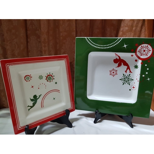 104 - 8x 'Christmas Angels' Pratos da Casa' Portuguese Over Sizes Christmas Design Ceramic Serving Dishes;... 