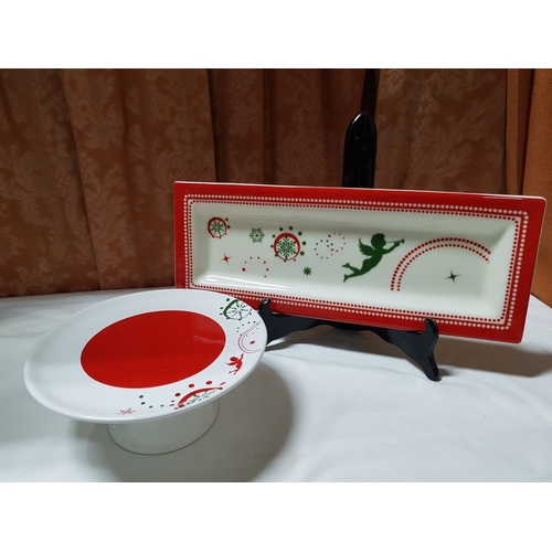 104 - 8x 'Christmas Angels' Pratos da Casa' Portuguese Over Sizes Christmas Design Ceramic Serving Dishes;... 