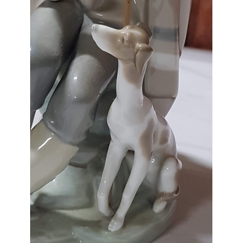 128 - Lladro, Spanish Porcelain, 'Medigo' Beggar Men & Dog  by  Juan Heurta, #1094, Circa 1981 (Approx. H:... 