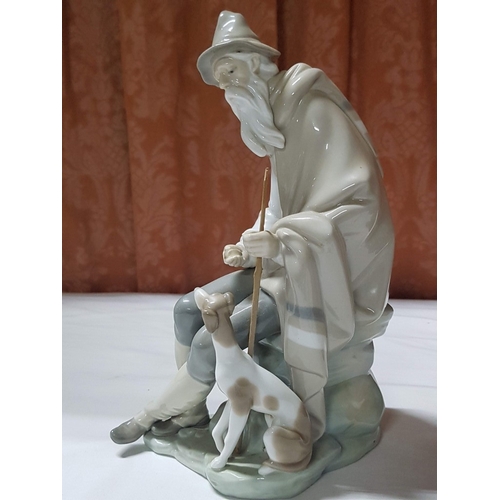 128 - Lladro, Spanish Porcelain, 'Medigo' Beggar Men & Dog  by  Juan Heurta, #1094, Circa 1981 (Approx. H:... 
