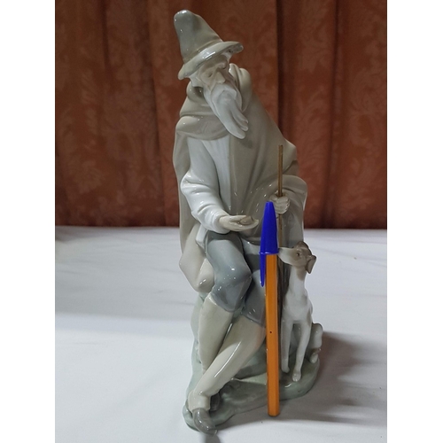 128 - Lladro, Spanish Porcelain, 'Medigo' Beggar Men & Dog  by  Juan Heurta, #1094, Circa 1981 (Approx. H:... 
