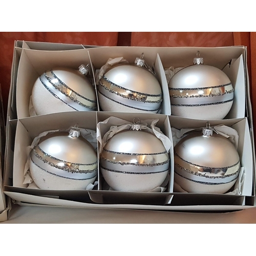 131 - Collection of Beautiful Shiny Christmas Baubles in Silver Tone and Two Sizes.