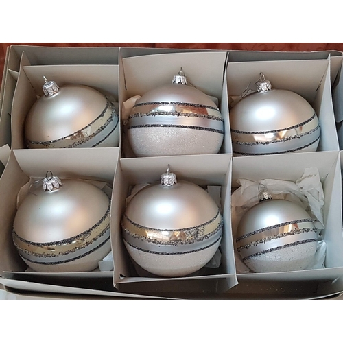 131 - Collection of Beautiful Shiny Christmas Baubles in Silver Tone and Two Sizes.