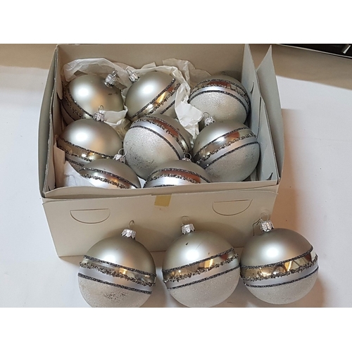 131 - Collection of Beautiful Shiny Christmas Baubles in Silver Tone and Two Sizes.