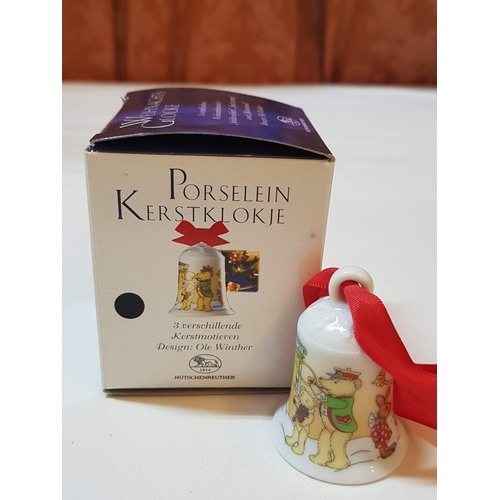 159 - Christmas Ceramic Ornaments; 2x Angels (Approx. H: 13cm Each) and Hutschenreuther Mini Christmas Bel... 