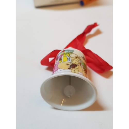 159 - Christmas Ceramic Ornaments; 2x Angels (Approx. H: 13cm Each) and Hutschenreuther Mini Christmas Bel... 